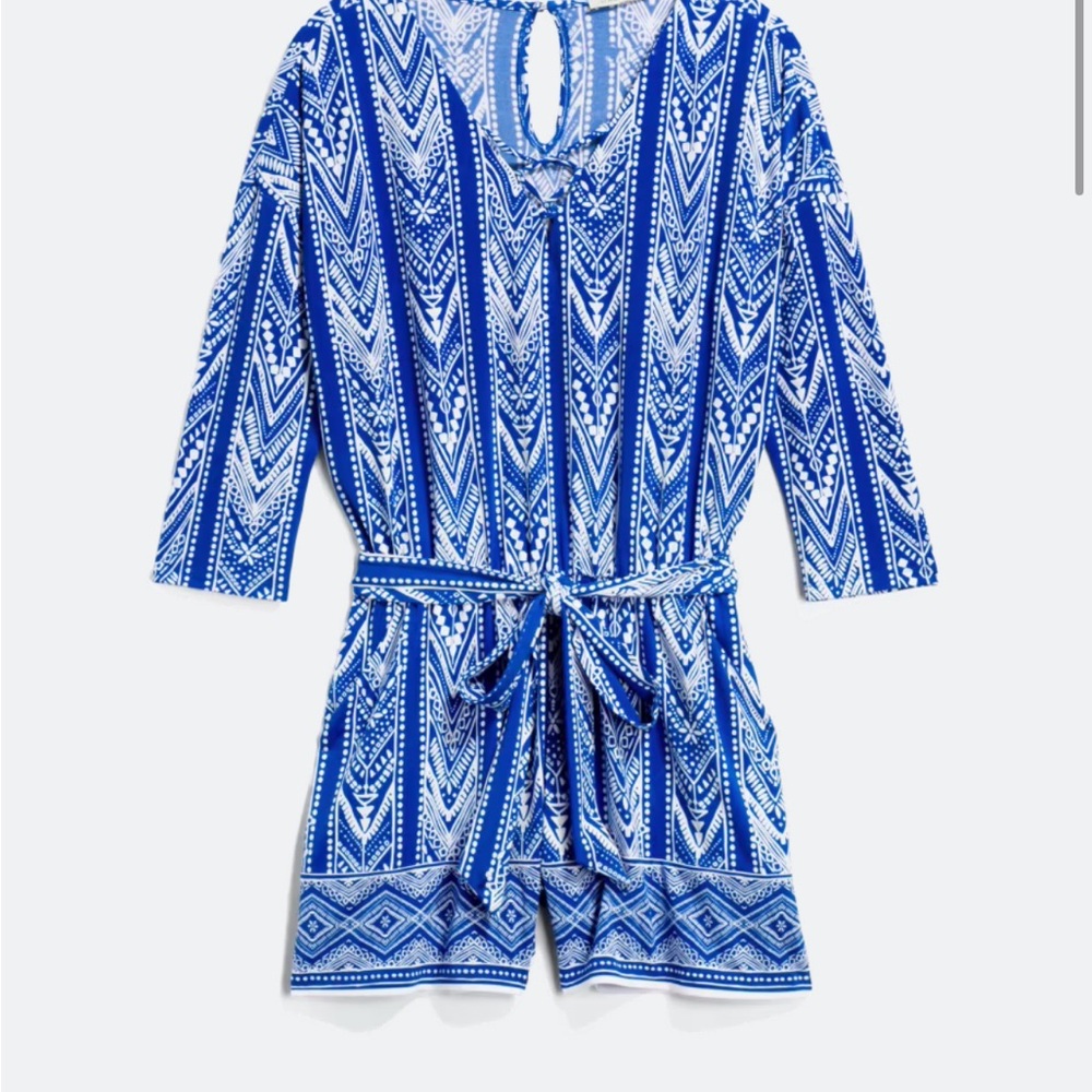 Blue Patterned Romper